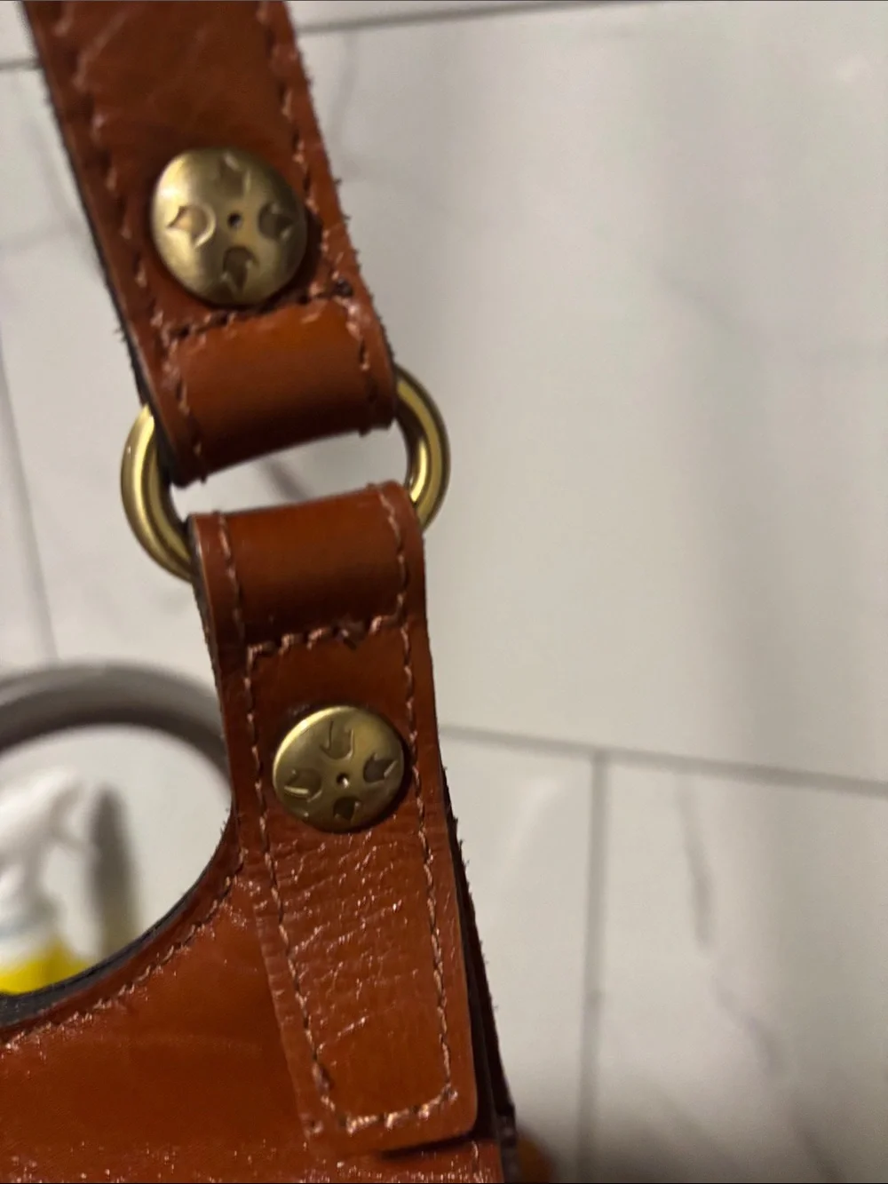 Patricia Nash Cog Brown Leather shoulder /crossbody Suede Interior bag- unisex